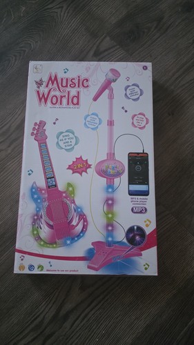 Kids pink electric play guitar - pink,